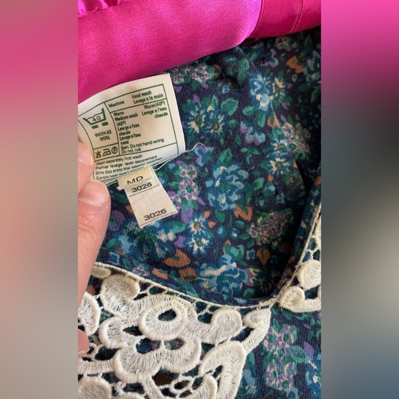 Laura Ashley, vintage, prairie, victorian, lace collar, greenish blue, eighties - Picture 4 of 16